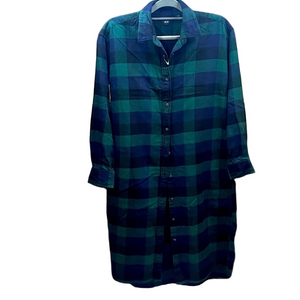 NWOT Uniqlo Green Tartan Flannel Shirt Dress